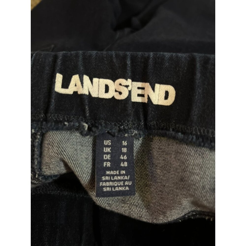 Lands End Pull On Jeans Womens 16 Dark Wash Cotton Blend Stretch Pants Used - Picture 7 of 13